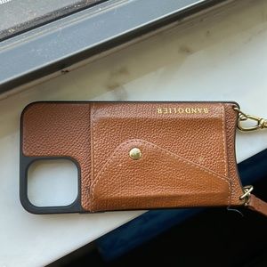 HAILEY Side Slot Leather Crossbody Bandolier in Black/Gold